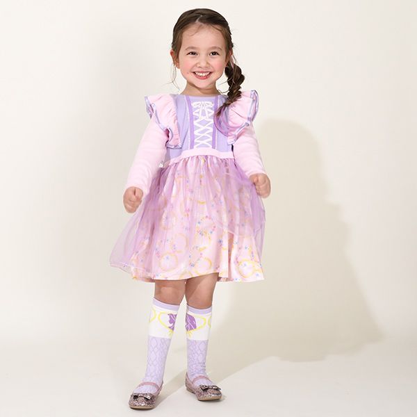 【ベビードール】ラプンツェル なりきるワンピース 8724K / ベビーサイズ キッズ 長袖 ワンピ スカート フリル チュール 仮装 コスチューム コスプレ プリンセス お姫様 ガーリー