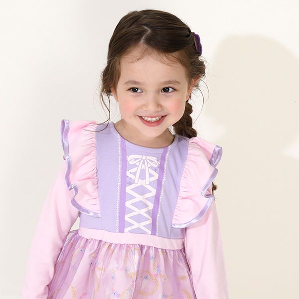 【ベビードール】ラプンツェル なりきるワンピース 8724K / ベビーサイズ キッズ 長袖 ワンピ スカート フリル チュール 仮装 コスチューム コスプレ プリンセス お姫様 ガーリー