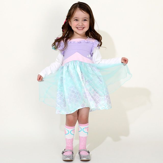 【ベビードール】アリエル なりきるワンピース 8724K / ベビーサイズ キッズ 長袖 ワンピ スカート 仮装 コスチューム コスプレ プリンセス お姫様 ガーリー