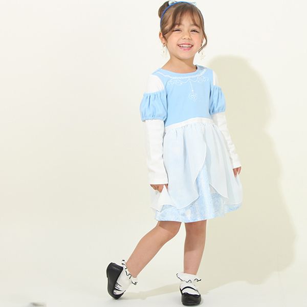 【ベビードール】シンデレラ なりきるワンピース 8724K / ベビーサイズ キッズ 長袖 ワンピ スカート 仮装 コスチューム コスプレ プリンセス お姫様 ガーリー