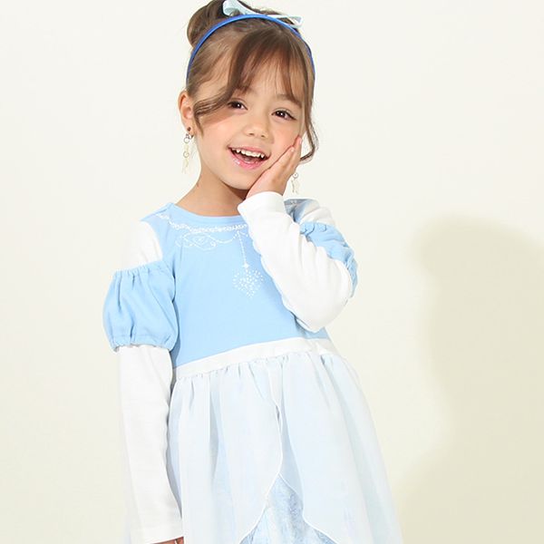 【ベビードール】シンデレラ なりきるワンピース 8724K / ベビーサイズ キッズ 長袖 ワンピ スカート 仮装 コスチューム コスプレ プリンセス お姫様 ガーリー