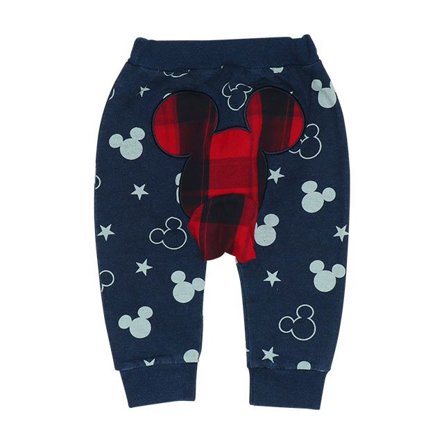 【ベビードール】ミッキー ディズニー チェック切替総柄モンキーパンツ 8735B