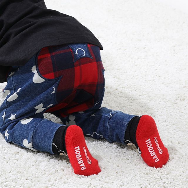 【ベビードール】ミッキー ディズニー チェック切替総柄モンキーパンツ 8735B