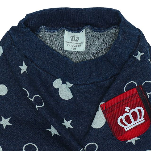 【ベビードール】ミッキー ディズニー チェック切替総柄モンキーパンツ 8735B