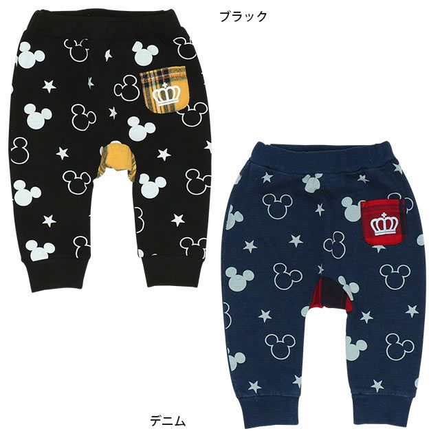【ベビードール】ミッキー ディズニー チェック切替総柄モンキーパンツ 8735B