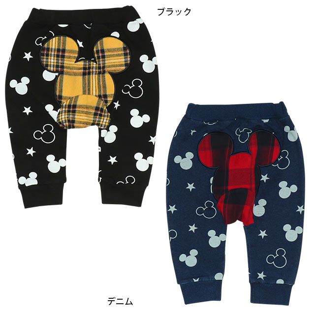 【ベビードール】ミッキー ディズニー チェック切替総柄モンキーパンツ 8735B