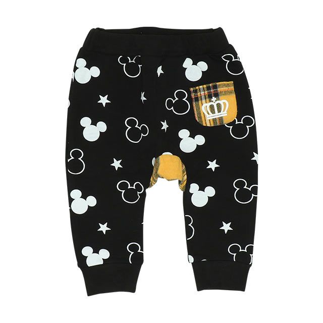 【ベビードール】ミッキー ディズニー チェック切替総柄モンキーパンツ 8735B