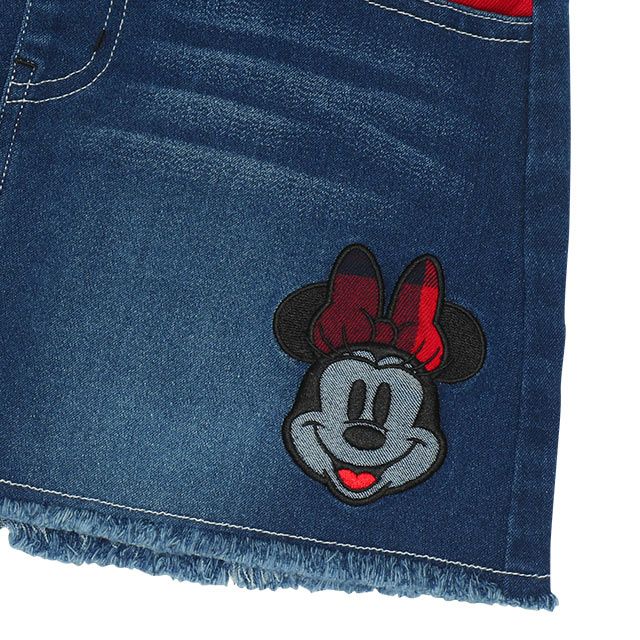 【ベビードール】ミニー デニムスカート 8744K / ベビーサイズ キッズ ミニスカ ジーンズ ストレッチ 楽ちん ウエスト総ゴム ゴム穴付 ベルトループ フェイクボタン ガールズコーデ ガーリー