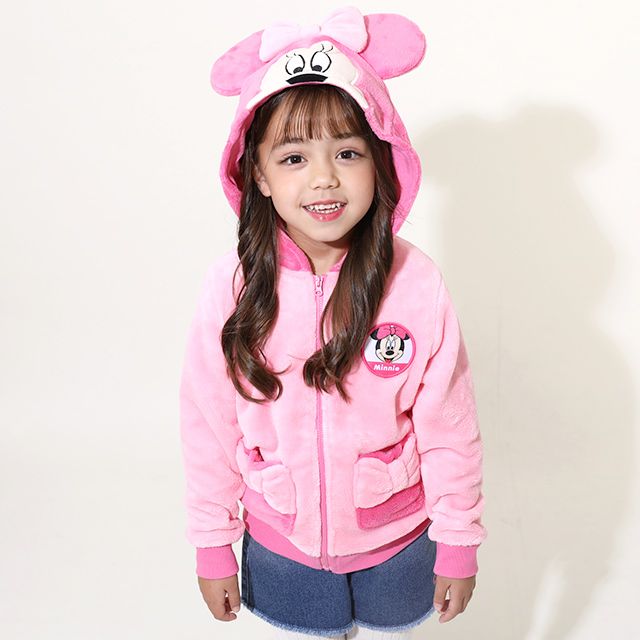 【ベビードール】ミニー なりきるジップパーカー 8818K / ベビーサイズ キッズ トップス 長袖 パーカー シャギーボア素材 あったか 秋冬 仮装 コスチューム コスプレ