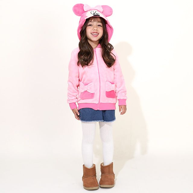 【ベビードール】ミニー なりきるジップパーカー 8818K / ベビーサイズ キッズ トップス 長袖 パーカー シャギーボア素材 あったか 秋冬 仮装 コスチューム コスプレ
