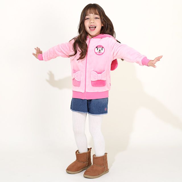 【ベビードール】ミニー なりきるジップパーカー 8818K / ベビーサイズ キッズ トップス 長袖 パーカー シャギーボア素材 あったか 秋冬 仮装 コスチューム コスプレ