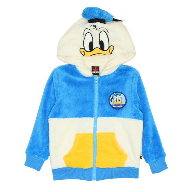 【ベビードール】ドナルド なりきるジップパーカー 8818K / ベビーサイズ キッズ トップス 長袖 パーカー シャギーボア素材 あったか 秋冬 仮装 コスチューム コスプレ