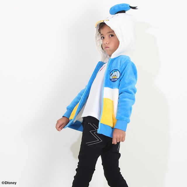 【ベビードール】ドナルド なりきるジップパーカー 8818K / ベビーサイズ キッズ トップス 長袖 パーカー シャギーボア素材 あったか 秋冬 仮装 コスチューム コスプレ