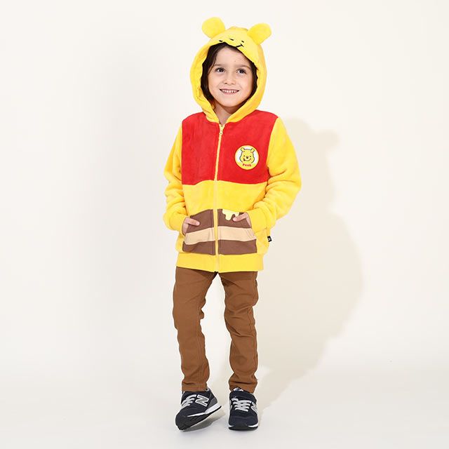【ベビードール】プー なりきるジップパーカー 8818K / ベビーサイズ キッズ トップス 長袖 パーカー シャギーボア素材 あったか 秋冬 仮装 コスチューム コスプレ