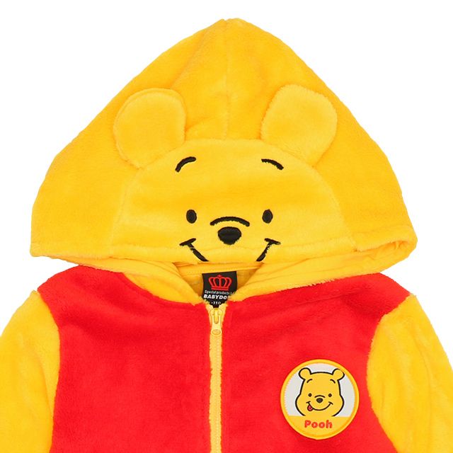 【ベビードール】プー なりきるジップパーカー 8818K / ベビーサイズ キッズ トップス 長袖 パーカー シャギーボア素材 あったか 秋冬 仮装 コスチューム コスプレ