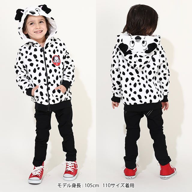 【ベビードール】１０１匹わんちゃん なりきるジップパーカー 8818K / ベビーサイズ キッズ トップス 長袖 パーカー シャギーボア素材 あったか 秋冬 仮装 コスチューム コスプレ