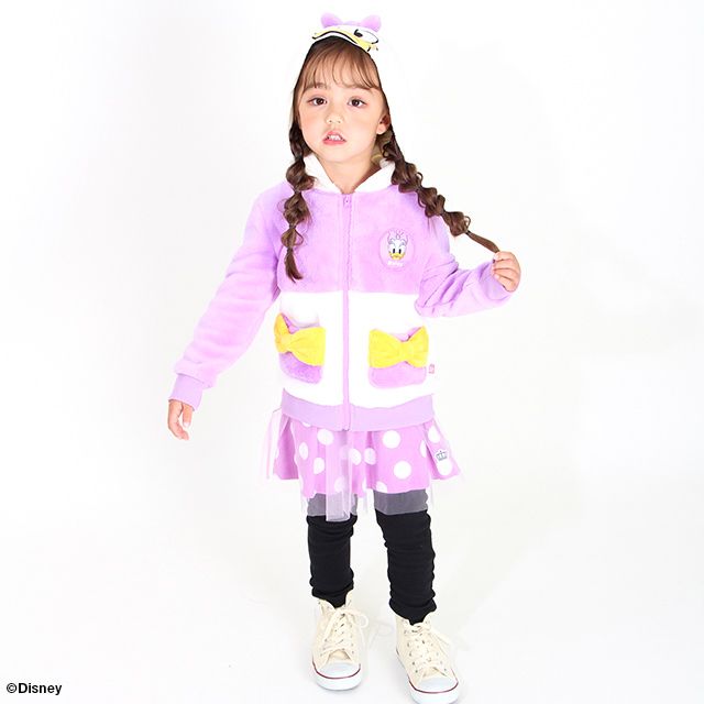 【ベビードール】デイジー なりきるジップパーカー 8818K / ベビーサイズ キッズ トップス 長袖 パーカー シャギーボア素材 あったか 秋冬 仮装 コスチューム コスプレ