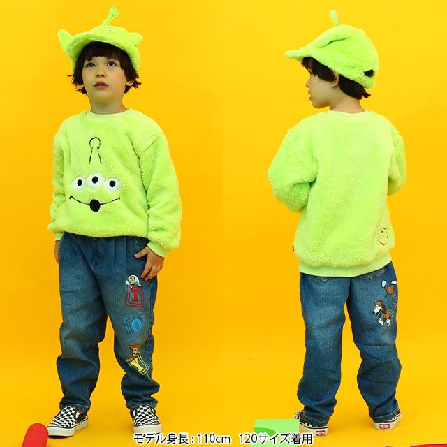 【ベビードール】リトルグリーンメン フェイスボアトレーナー 8873K / ベビーサイズ キッズ トップス 長袖 シャギーボア素材 もこもこ 秋冬 トイ・ストーリー
