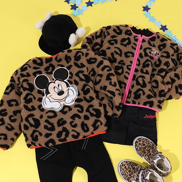 【ベビードール】ミッキー ディズニー ヒョウボア中綿アウター 8976K