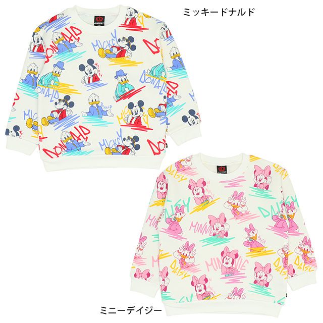 【ベビードール】ミニー&デイジー 親子お揃い ディズニー 総柄裏起毛トレーナー 8977K