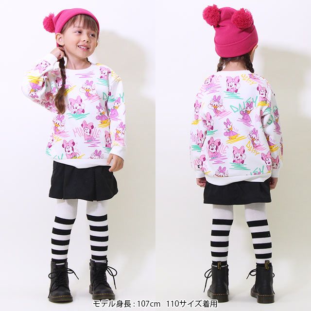 【ベビードール】ミニー&デイジー 親子お揃い ディズニー 総柄裏起毛トレーナー 8977K