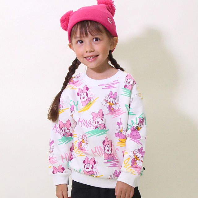 【ベビードール】ミニー&デイジー 親子お揃い ディズニー 総柄裏起毛トレーナー 8977K