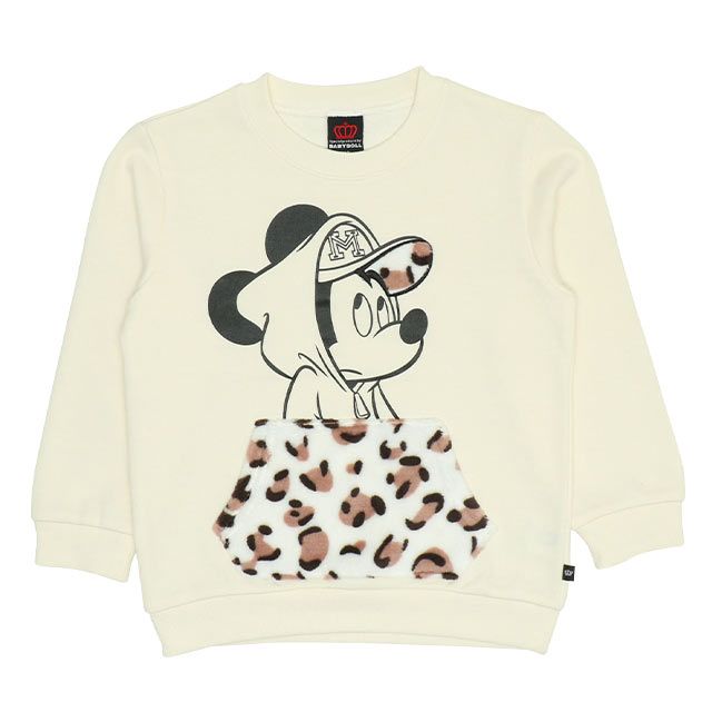 【ベビードール】ミッキー 親子お揃い ヒョウ柄ボアポケットトレーナー 8982K