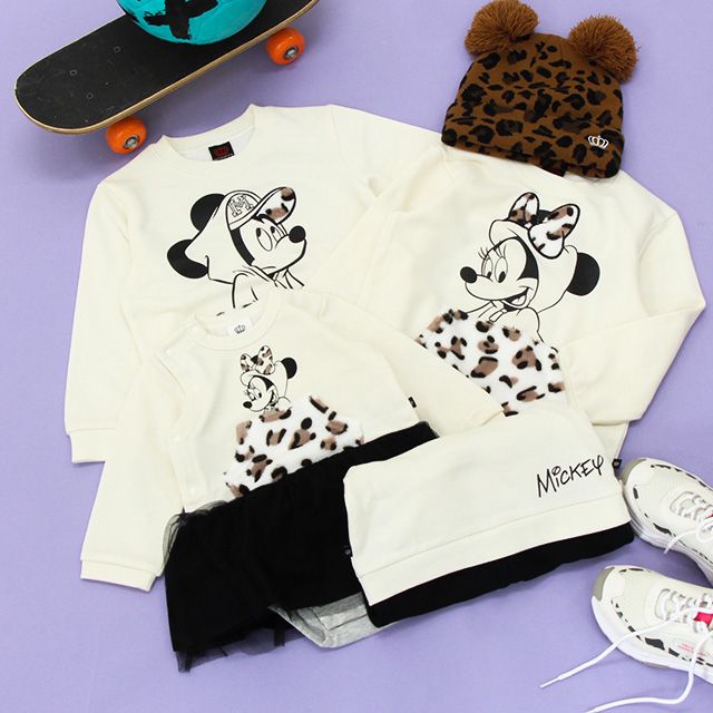 【ベビードール】ミニー 親子お揃い ヒョウ柄ボアポケットトレーナー 8982K