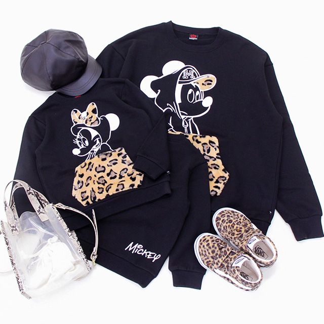 【ベビードール】ミニー 親子お揃い ヒョウ柄ボアポケットトレーナー 8982K
