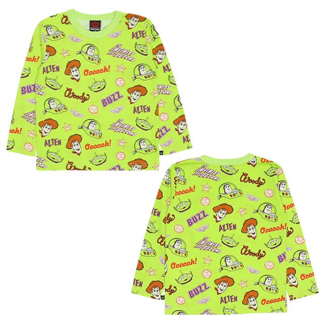 【ベビードール】トイ・ストーリー 総柄ロンT 9022K / キッズ トップス 長袖 天竺素材 ウッディ バズ・ライトイヤー リトルグリーンメン