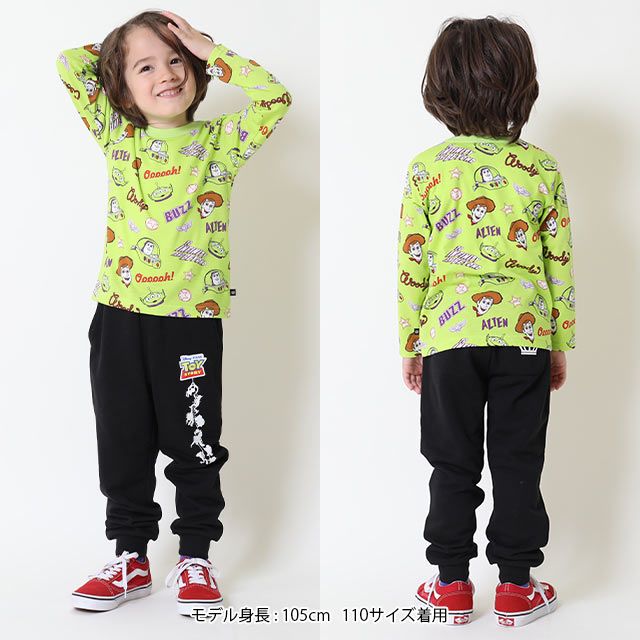 【ベビードール】トイ・ストーリー 総柄ロンT 9022K / キッズ トップス 長袖 天竺素材 ウッディ バズ・ライトイヤー リトルグリーンメン