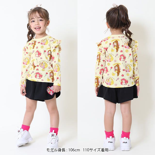 【ベビードール】ベル ラプンツェル アリエル プリンセス 総柄肩フリルロンT 9025K