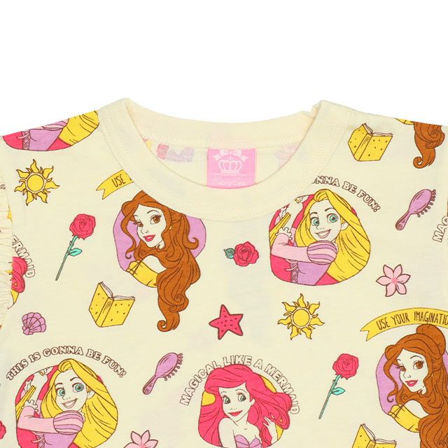 【ベビードール】ベル ラプンツェル アリエル プリンセス 総柄肩フリルロンT 9025K
