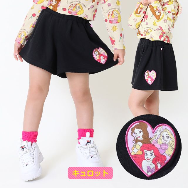 【ベビードール】プリンセス / ワッペンショートパンツ 9026K / ベル ラプンツェル アリエル キッズ ボトム 短パン ショーパン キュロット スウェット素材 楽ちん ガーリー