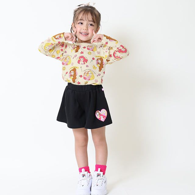 【ベビードール】プリンセス / ワッペンショートパンツ 9026K / ベル ラプンツェル アリエル キッズ ボトム 短パン ショーパン キュロット スウェット素材 楽ちん ガーリー