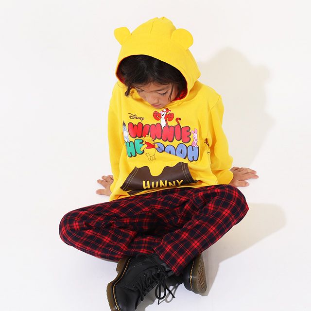 【ベビードール】プー 親子お揃い 耳付きキャラクターパーカー 9050K / ベビーサイズ キッズ リンクコーデ ペアルック 親子コーデ トップス 長袖 耳付きフード 仮装 コスチューム コスプレ