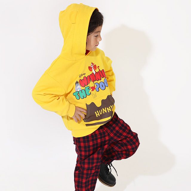 【ベビードール】プー 親子お揃い 耳付きキャラクターパーカー 9050K / ベビーサイズ キッズ リンクコーデ ペアルック 親子コーデ トップス 長袖 耳付きフード 仮装 コスチューム コスプレ