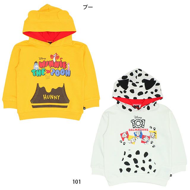 【ベビードール】１０１匹わんちゃん 親子お揃い 耳付きキャラクターパーカー 9050K / ベビーサイズ キッズ リンクコーデ ペアルック 親子コーデ トップス 長袖 耳付きフード 仮装 コスチューム コスプレ