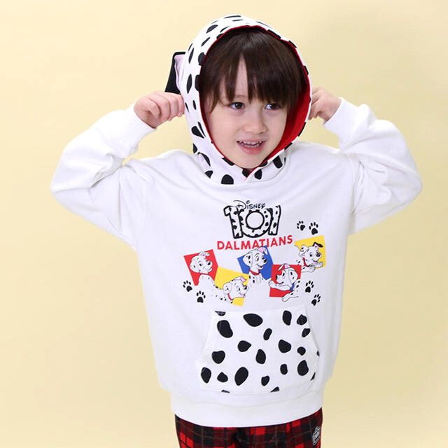 【ベビードール】１０１匹わんちゃん 親子お揃い 耳付きキャラクターパーカー 9050K / ベビーサイズ キッズ リンクコーデ ペアルック 親子コーデ トップス 長袖 耳付きフード 仮装 コスチューム コスプレ