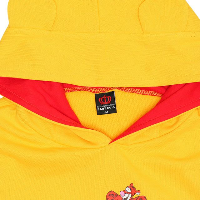 【ベビードール】プー 親子お揃い 耳付きキャラクターパーカー 9050A / 大人 ユニセックス 男女兼用 リンクコーデ ペアルック 親子コーデ トップス 長袖 耳付きフード 仮装 コスチューム コスプレ