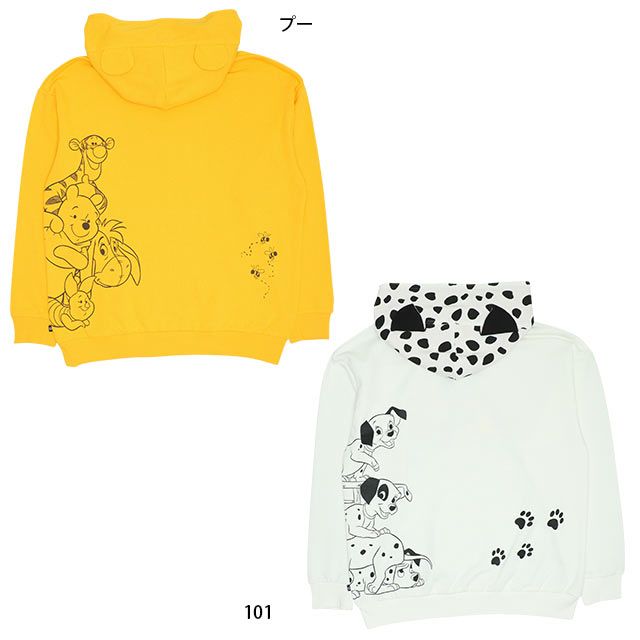【ベビードール】プー 親子お揃い 耳付きキャラクターパーカー 9050A / 大人 ユニセックス 男女兼用 リンクコーデ ペアルック 親子コーデ トップス 長袖 耳付きフード 仮装 コスチューム コスプレ