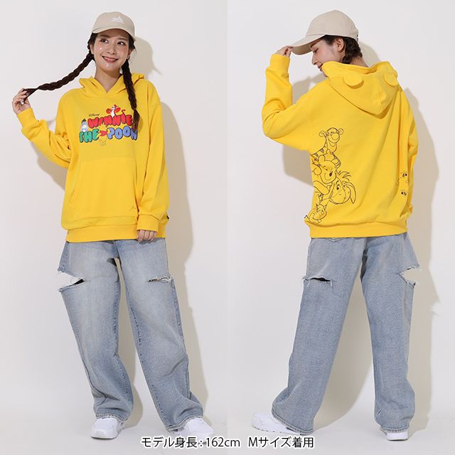 【ベビードール】プー 親子お揃い 耳付きキャラクターパーカー 9050A / 大人 ユニセックス 男女兼用 リンクコーデ ペアルック 親子コーデ トップス 長袖 耳付きフード 仮装 コスチューム コスプレ