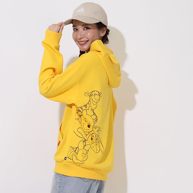 【ベビードール】プー 親子お揃い 耳付きキャラクターパーカー 9050A / 大人 ユニセックス 男女兼用 リンクコーデ ペアルック 親子コーデ トップス 長袖 耳付きフード 仮装 コスチューム コスプレ