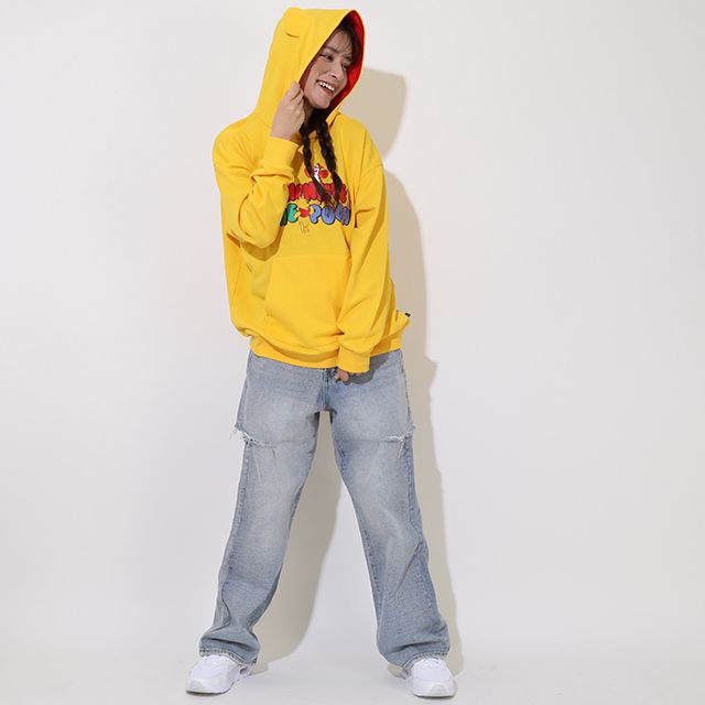 【ベビードール】プー 親子お揃い 耳付きキャラクターパーカー 9050A / 大人 ユニセックス 男女兼用 リンクコーデ ペアルック 親子コーデ トップス 長袖 耳付きフード 仮装 コスチューム コスプレ