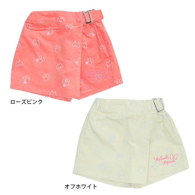 【ベビードール】ミニー スカート風コーデュロイショートパンツ 9051K / ベビーサイズ キッズ ボトムス 短パン ショーパン ウエスト後部分ゴム 調整ベルト ベルトループ ガールズコーデ ガーリー