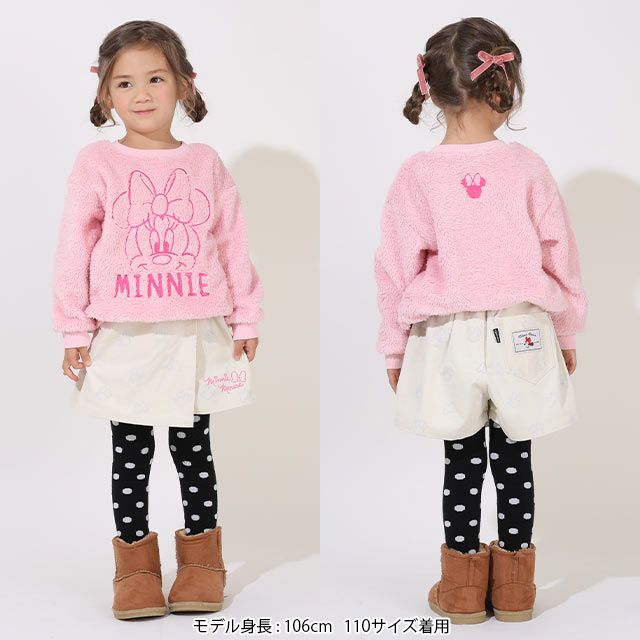 【ベビードール】ミニー スカート風コーデュロイショートパンツ 9051K / ベビーサイズ キッズ ボトムス 短パン ショーパン ウエスト後部分ゴム 調整ベルト ベルトループ ガールズコーデ ガーリー