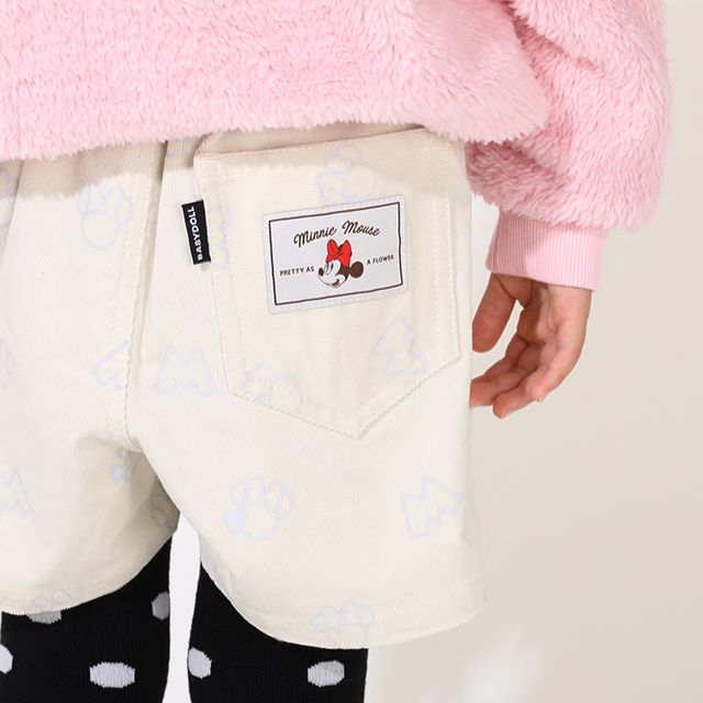 【ベビードール】ミニー スカート風コーデュロイショートパンツ 9051K / ベビーサイズ キッズ ボトムス 短パン ショーパン ウエスト後部分ゴム 調整ベルト ベルトループ ガールズコーデ ガーリー