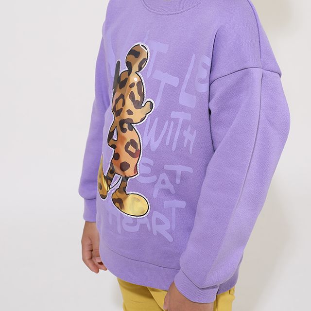 【ベビードール】ミッキー 親子お揃い レンチキュラートレーナー 9054K / 見る角度で柄が変わる ベビーサイズ キッズ リンクコーデ ペアルック 親子コーデ トップス 長袖 トレーナー