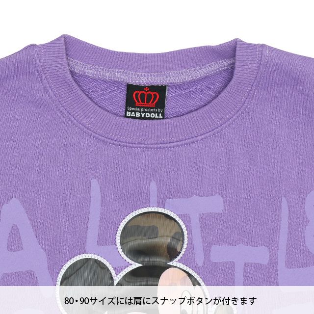 【ベビードール】ミッキー 親子お揃い レンチキュラートレーナー 9054K / 見る角度で柄が変わる ベビーサイズ キッズ リンクコーデ ペアルック 親子コーデ トップス 長袖 トレーナー