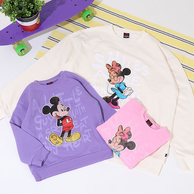 【ベビードール】ミニー 親子お揃い レンチキュラートレーナー 9054K / 見る角度で柄が変わる ベビーサイズ キッズ リンクコーデ ペアルック 親子コーデ トップス 長袖 トレーナー